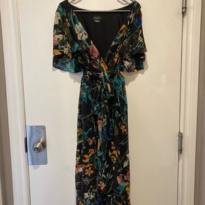 Tropical Fit & Flare Wrap Dress